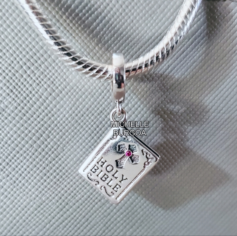 Silver and Pink Crown Pendant Necklace